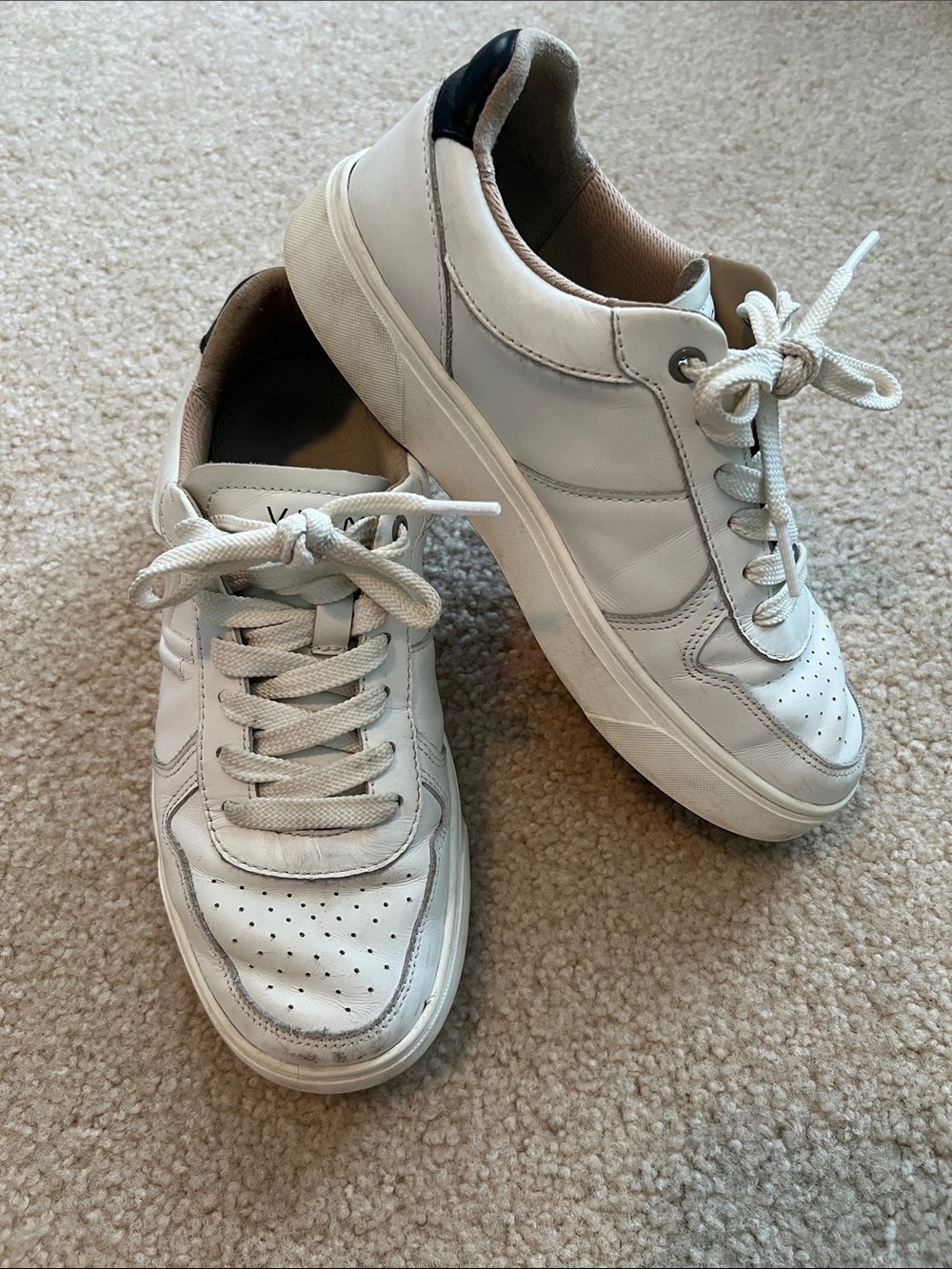 Vionic White Leather Sneakers with Black Heel